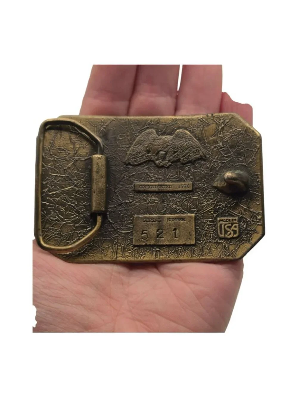 Vintage 1976 Solid Brass Belt Buckle Geese Design By Bergamot Brass Works USA